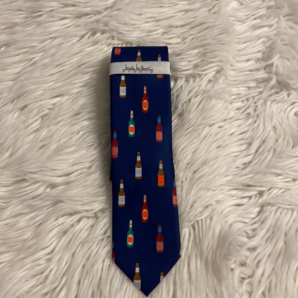 Nicole Millet Hand Made Man Tie navy blue color brand new see all photos